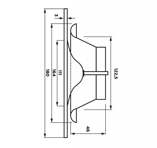 Анемостат со стеклянной внешней частью FOZA D 125 мм. Матовое стекло. Чёрный круглый. RAL 9005
